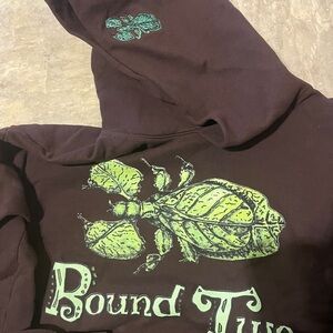 Brown Hoodie with Green Leaf Design